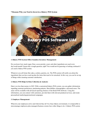 Bakery POS Software UAE