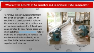 What are the Benefits of Air Scrubber and Commercial HVAC Companies?