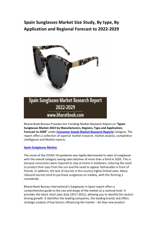 Spain Sunglasses Market Research Report 2022-2029