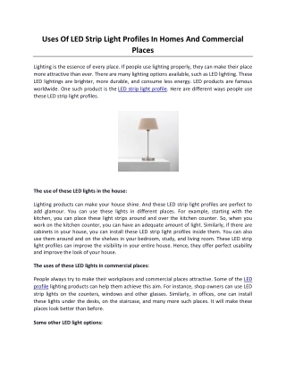 Uses Of LED Strip Light Profiles In Homes And Commercial Places