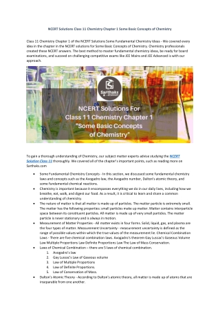 NCERT Solutions Class 11 Chemistry Chapter 1 Some Basic Concepts of Chemistry