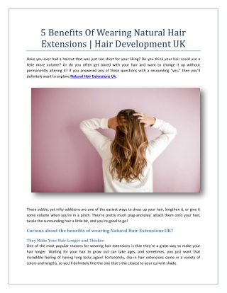 5 Benefits Of Wearing Natural Hair Extensions | Hair Development