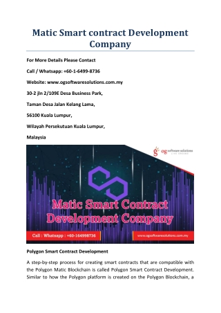 Matic Smart contract development company