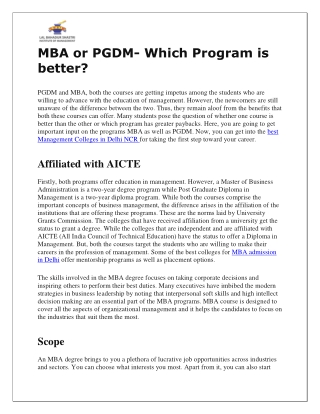 MBA or PGDM- Which Program is better?