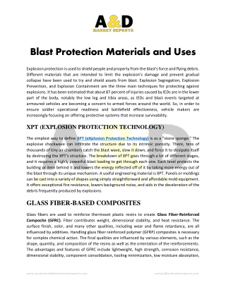 Blast Protection Materials and Uses