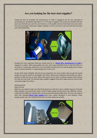 Are you looking for the best steel supplier?
