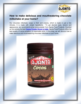Cocoa Powder Brand in India 