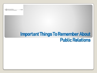 Important Things To Remember About Public Relations