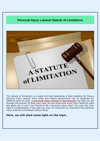 Statute of limitations in personal injury cases