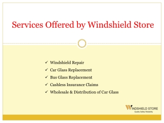 Services Offered by Windshield Store