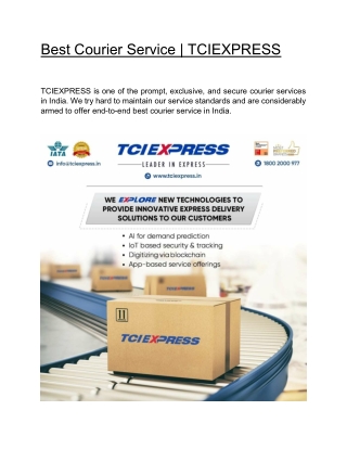 Best Courier Service  | TCIEXPRESS