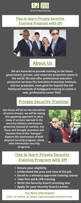 Tips to learn Private Security  Training Program with EPI