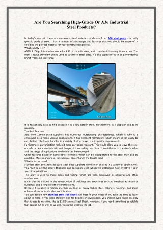 Are You Searching High-Grade Or A36 Industrial Steel Products