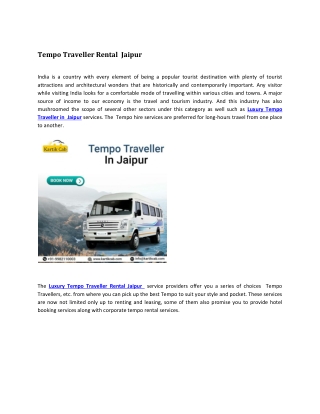 Luxury Tempo Traveller Rental Jaipur