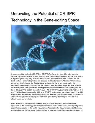 Unraveling the Potential of CRISPR Technology in the Gene-editing Space