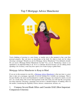Top 5 Mortgage Advice Manchester