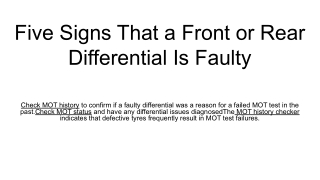 Five Signs That a Front or Rear Differential Is Faulty