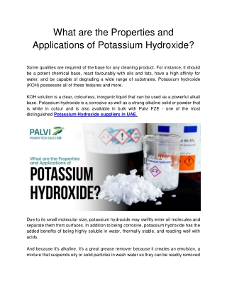 Palvi FZE  - What are the Properties and Applications of Potassium Hydroxide_ (1)