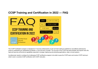 CCSP Training and Certification in 2022 — FAQ