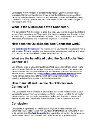 What is the QuickBooks Web Connector?