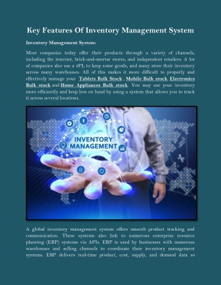 Key Features Of Inventory Management System