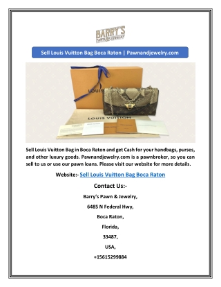 Sell Louis Vuitton Bag Boca Raton | Pawnandjewelry.com
