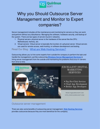 Why you should Outsource Server Management and monitor to expert companies