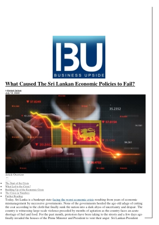 What Caused The Sri Lankan Economic Policies to Fail?