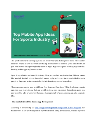 Top Mobile App Ideas For Sports Industry