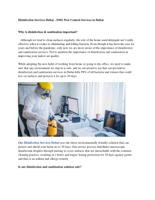 Disinfection Services Dubai - SMG Pest Control Services in Dubai_organized