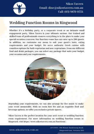 Wedding Function Rooms in Ringwood