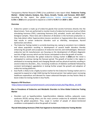 Endocrine Testing Market Shares, Strategies, and Forecasts Analysis