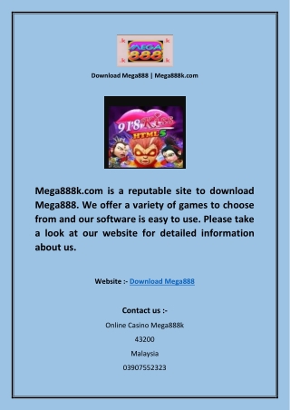 Download Mega888 | Mega888k.com