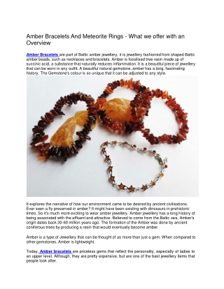 (Jurassic Jewellery) Amber Bracelets And Meteorite Rings ppt