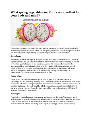 What spring vegetables and fruits are excellent for your body and mind