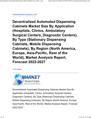 Decentralized Automated Dispensing Cabinets Market