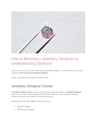 Easy Steps to Know How to Become a Jewellery Designer!