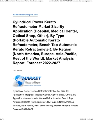 Cylindrical Power Kerato Refractometer Market