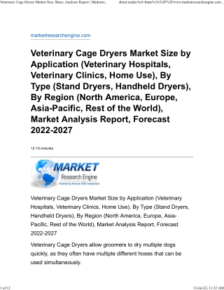 Veterinary Cage Dryers Market