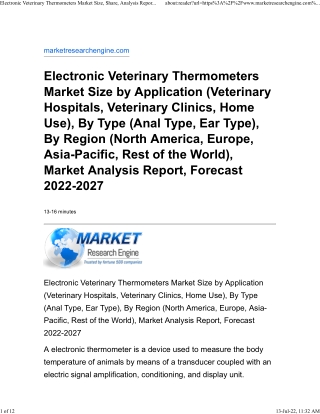 Electronic Veterinary Thermometers Market