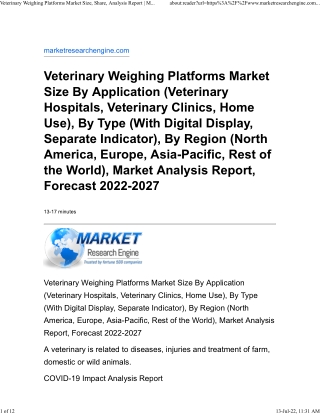 Veterinary Weighing Platforms Market