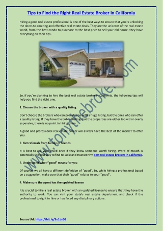 Tips to Find the Right Real Estate Broker in California