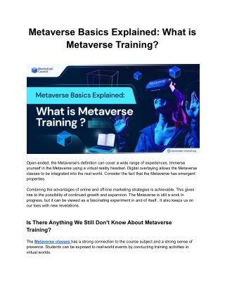 Metaverse Basics Explained: What is Metaverse Training