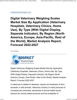 Digital Veterinary Weighing Scales Market