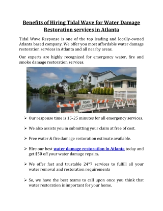 Benefits of Hiring Tidal Wave for Water Damage Restoration services in Atlanta