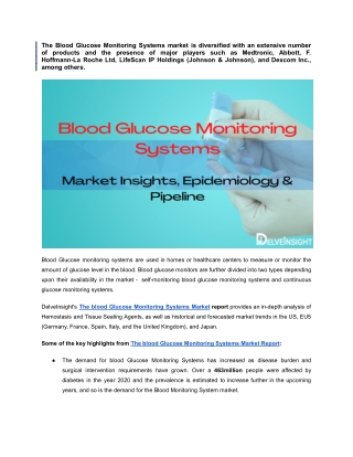 Blood Glucose Monitoring Systems Market Insights and Epidemiology Forecast