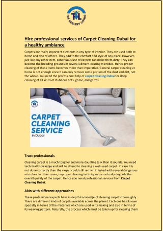 Hire professional services of Carpet Cleaning Dubai for a healthy ambiance