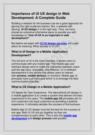 Importance of UI UX design in Web Development