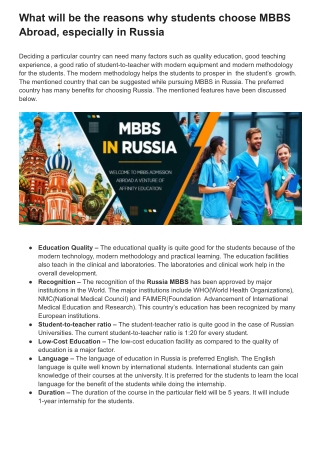What will be the reasons why students choose MBBS Abroad, especially in Russia