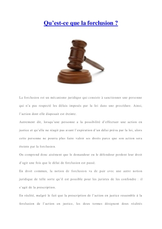 Forclusion : définition juriiduqe